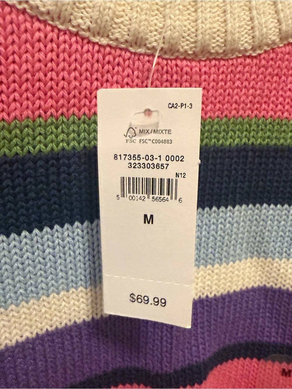 GAP Multicolor Striped Crewneck Sweater - Pink, Red & Navy - Picture 4 of 4